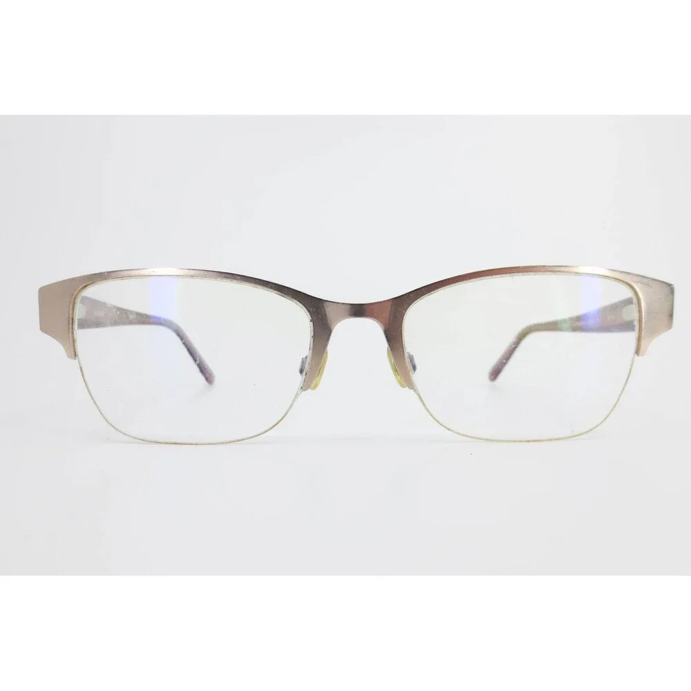 Bebe BB5161 Rose Gold Tortoise Studded Semi-Rimless Cat Eye Eyeglasses 52-18